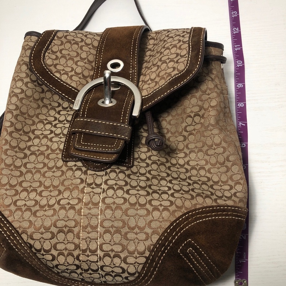 Coach 9764 SMALL Soho Brown Signature C Canvas Backpack w/Suede Trim - Picture 12 of 13